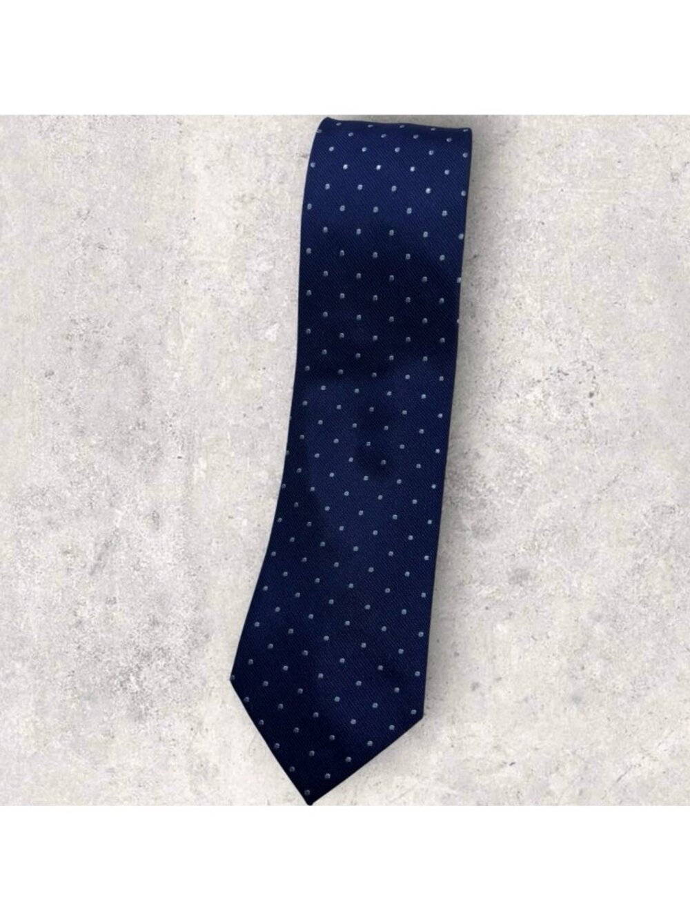 FRANCO BASSI Silk Tie ITALY XL Blue Polka Dot W:3.2" EUC